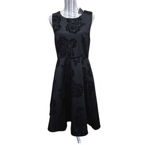 Torrid Flocked Floral Scuba Skater Dress Fit & Flare Black 22 3X Sleeveless NWT